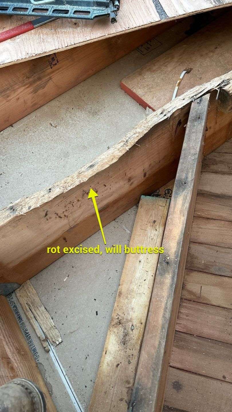 Excising the Rot and Plan for Buttress for Original Wood Beam