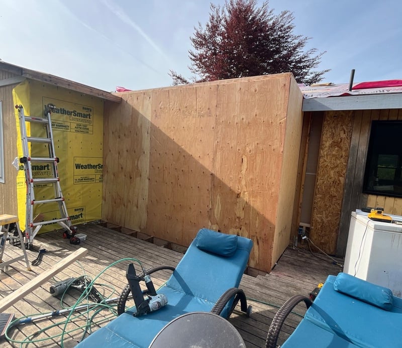 bathroom expansion walls up
