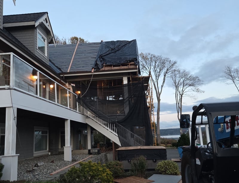 glulam beam replacement roof pulled back