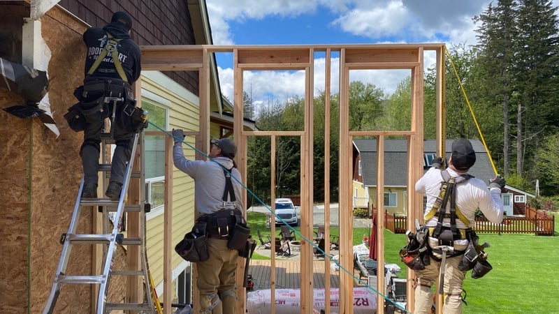new addition- securing the first wall