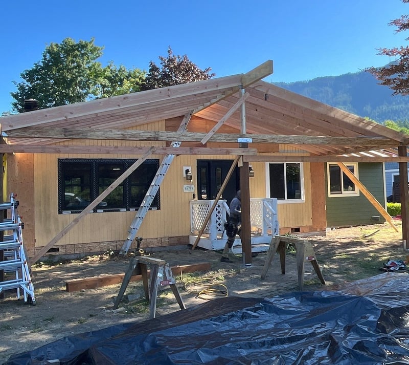 new patio cover installation in progress