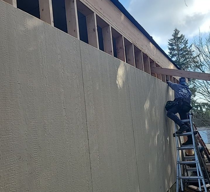 new siding on new wall