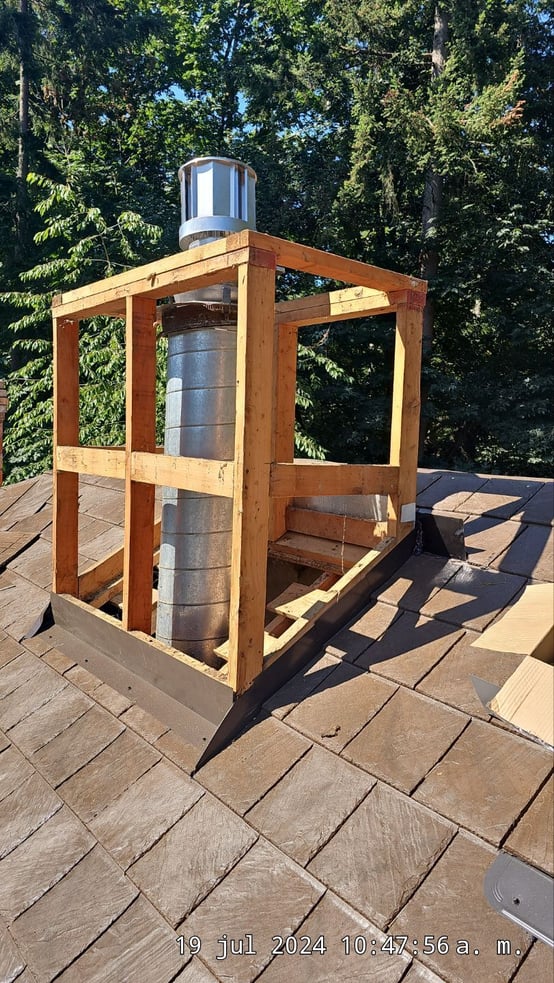 chimney chase being built