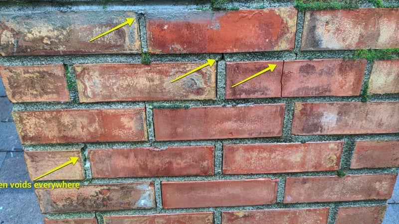chimney cracked all over