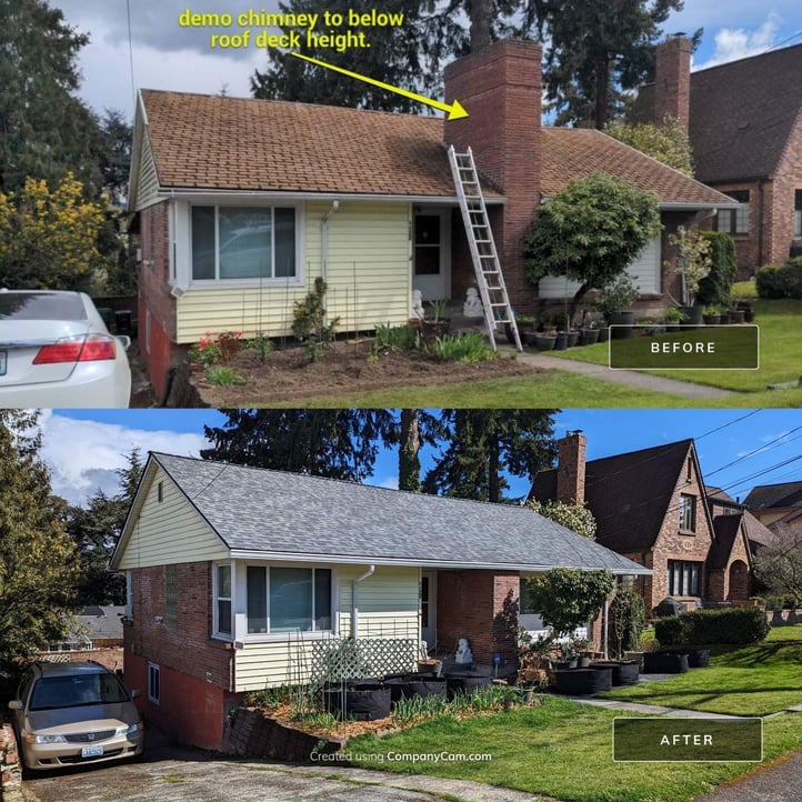 removing chimney before and after