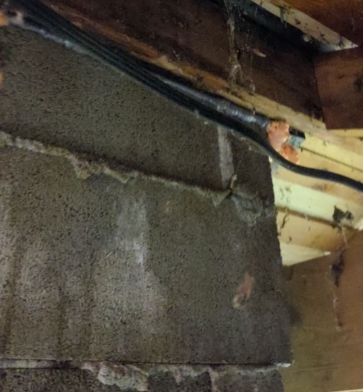 saturated chimney in attic