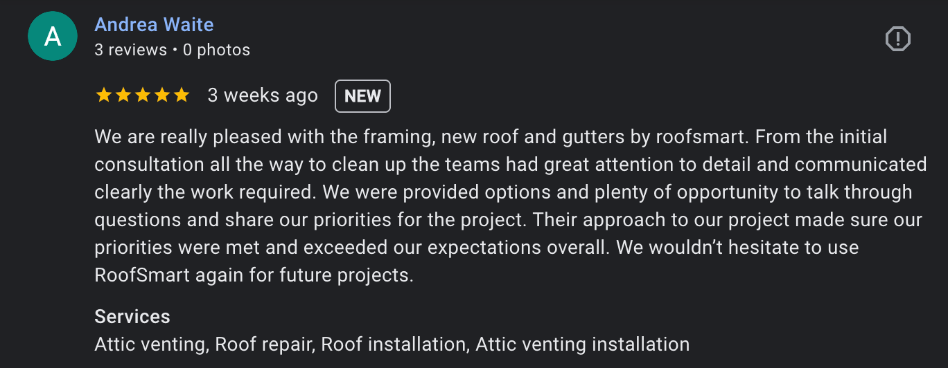 roofsmart review framing and gutters