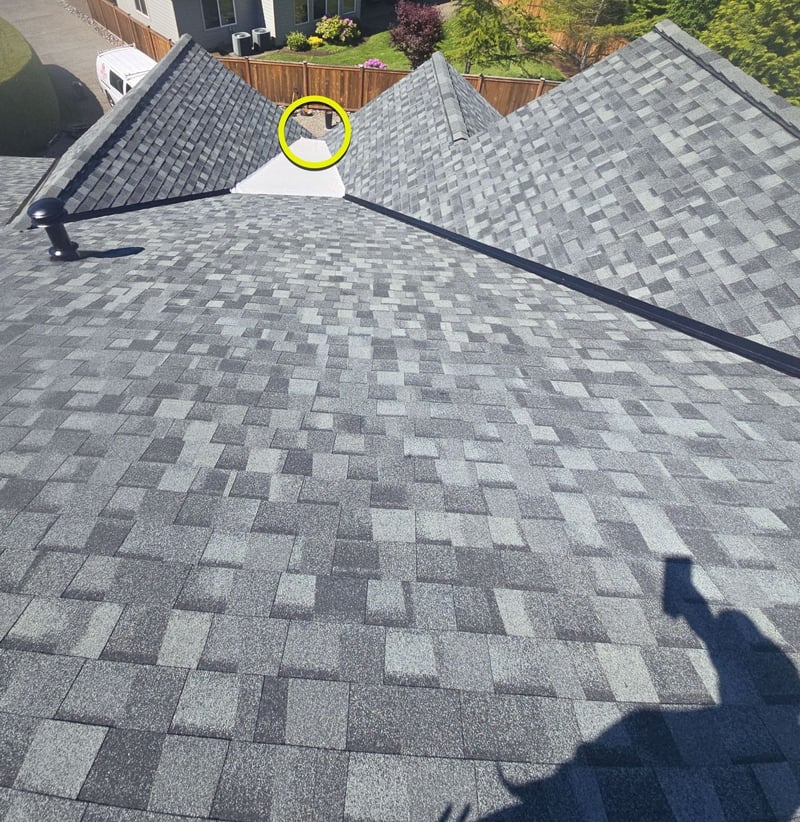 large roof area drains into small space
