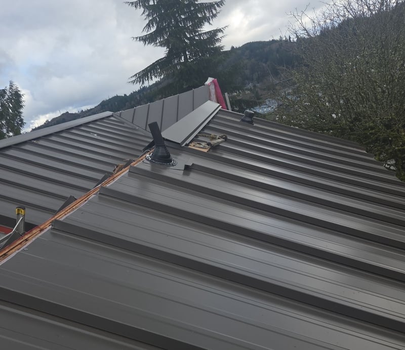 metal roof during installation