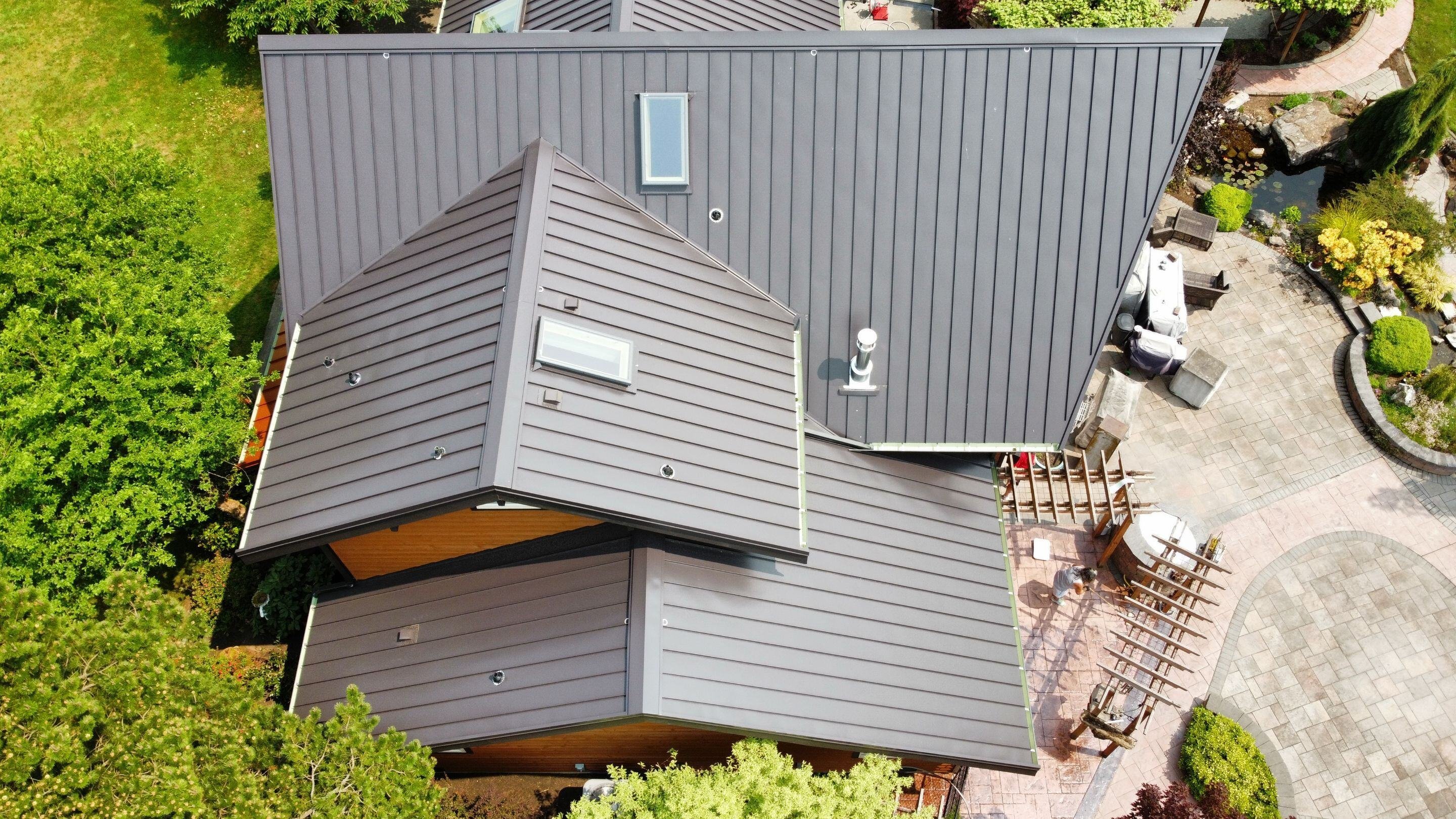 standing seam metal roof brown