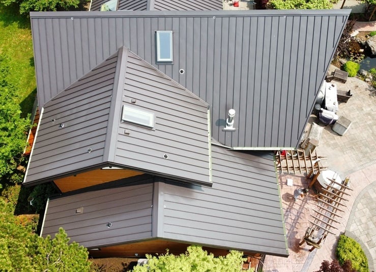 standing seam metal roof brown