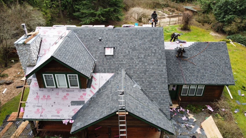 roofing crew installing OC tru def