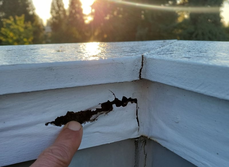 rooftop deck leak damage revealing rot
