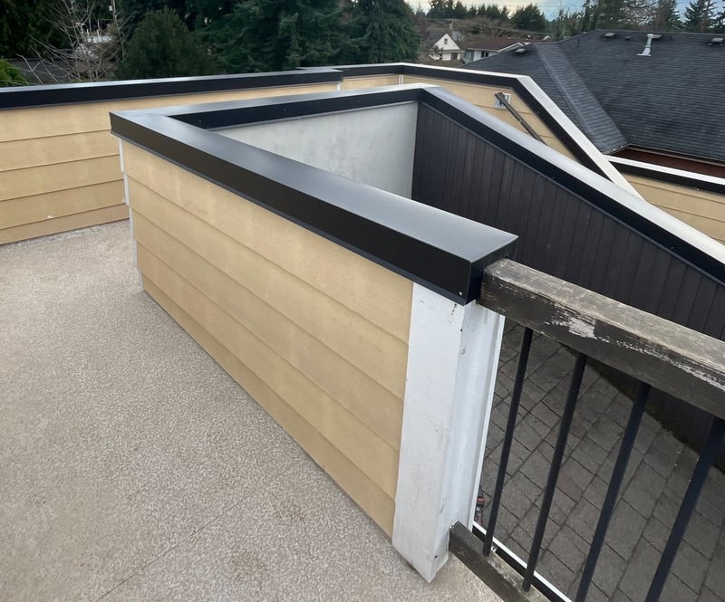 rooftop deck new siding and metal roof cap