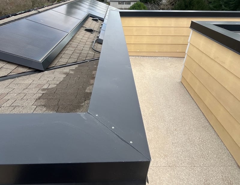 rooftop deck parapet wall new roof cap
