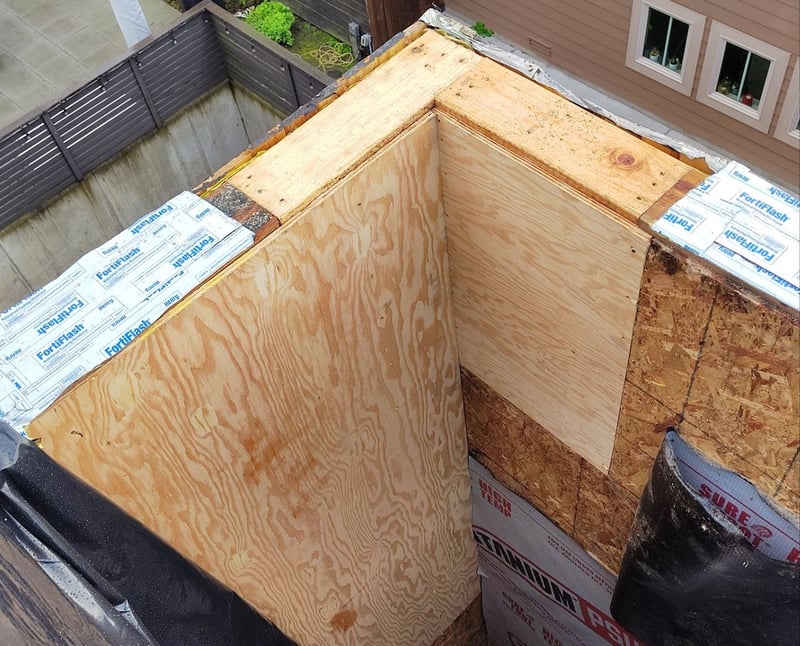 rooftop deck wall leak new plywood