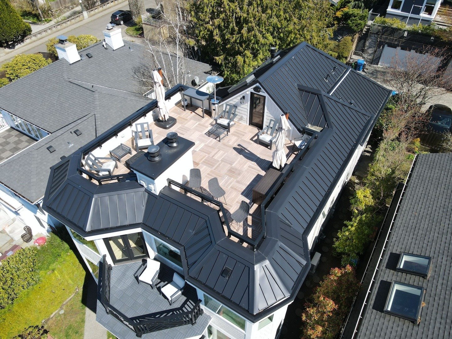 rooftop deck with metal roof
