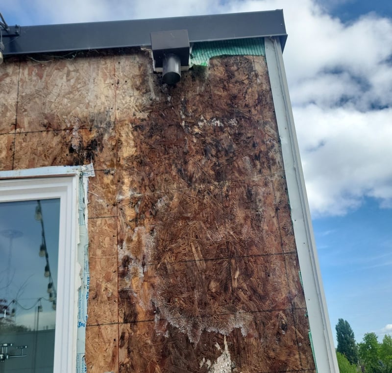 behind siding that had incorrect h flashing