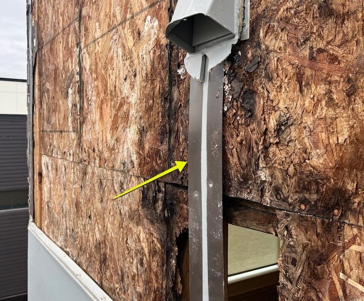 incorrect vent flashing on wall