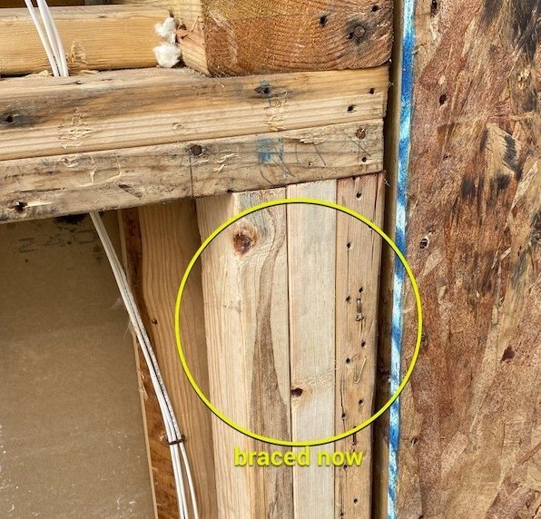 reinforced framing in wall
