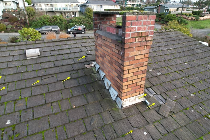 lightweight tile roof with many broken tiles