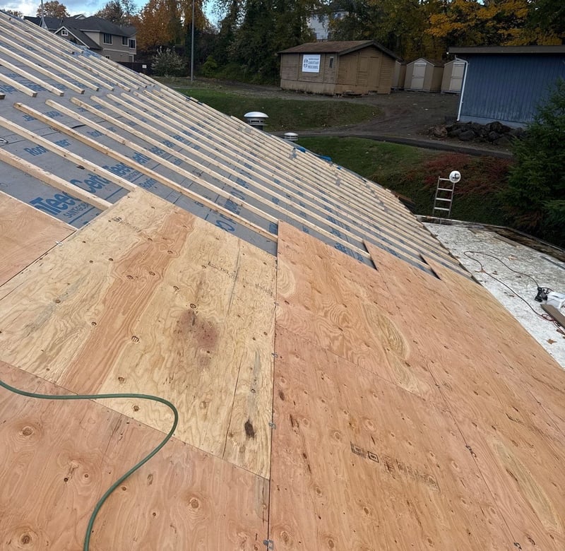 plywood on furring stips
