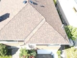 Seattle: a drone view of the finished asphalt roof from above.